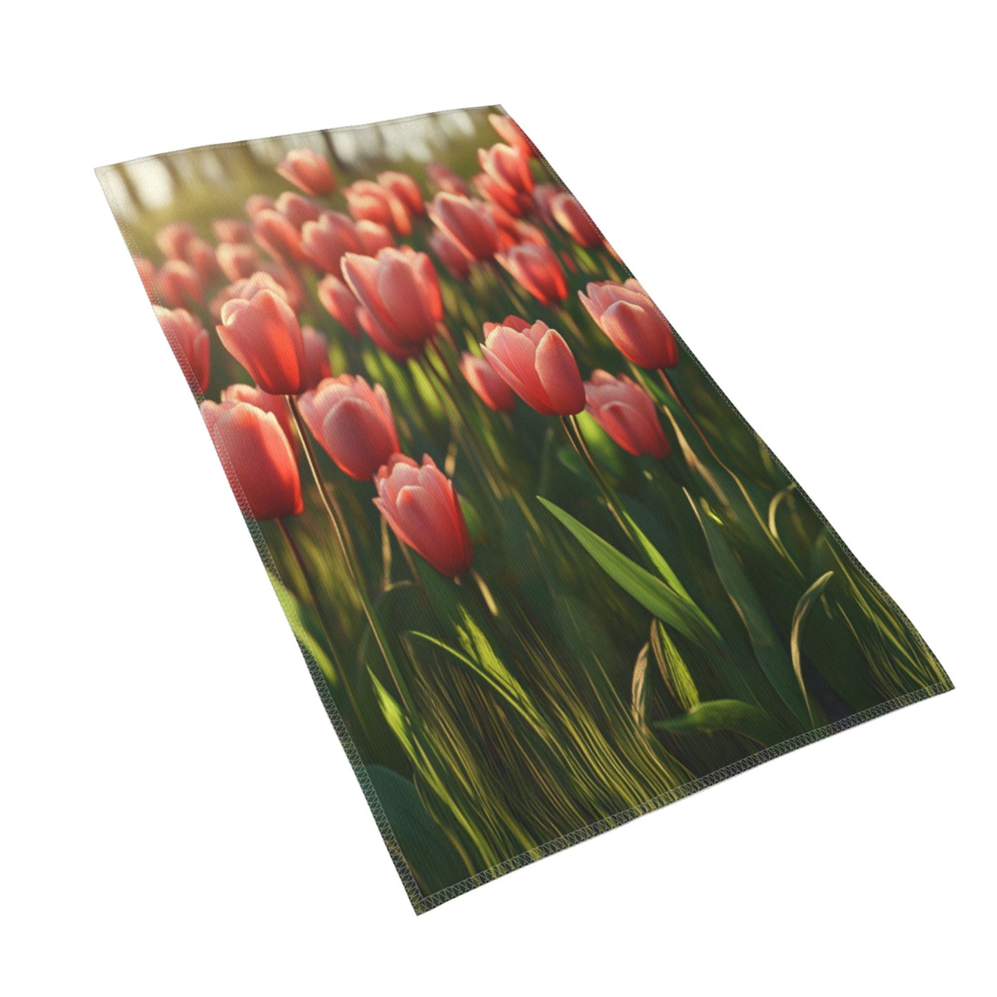 Romantic Tulip Pattern Towel - 27.5x15.7 Inches, Soft & Absorbent, Portable & Durable, Machine Washable