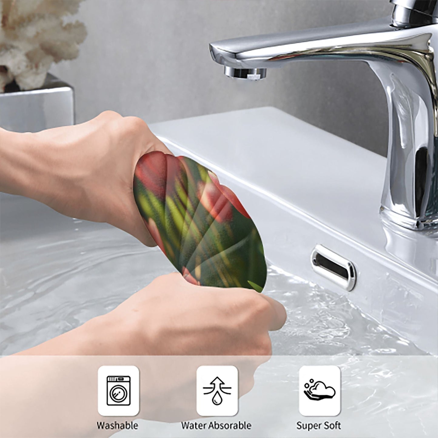 Romantic Tulip Pattern Towel - 27.5x15.7 Inches, Soft & Absorbent, Portable & Durable, Machine Washable