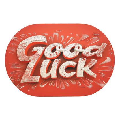"Good Luck" Rounded Corner Rubber Mat - 23.6x15.7 Inches, Red Luck-Themed Non-Slip Microfiber Mat for Home Décor and Versatile Use